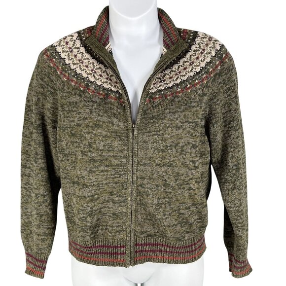 Heirloom Collectibles Womens L Nordic Fair Isle Jacket Full Zip Cardigan Sweater - Picture 4 of 16